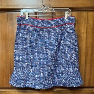 J. Crew Blue and White A-Line Mini Skirt